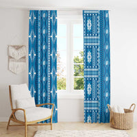 Fiji Masi All Blue Window Curtain Tapa Pattern LT01 - Polynesian Pride