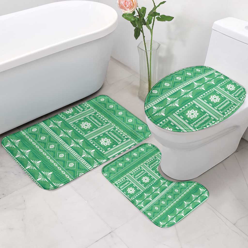 Fiji Masi All Green Bathroom Set Tapa Pattern LT01 - Polynesian Pride