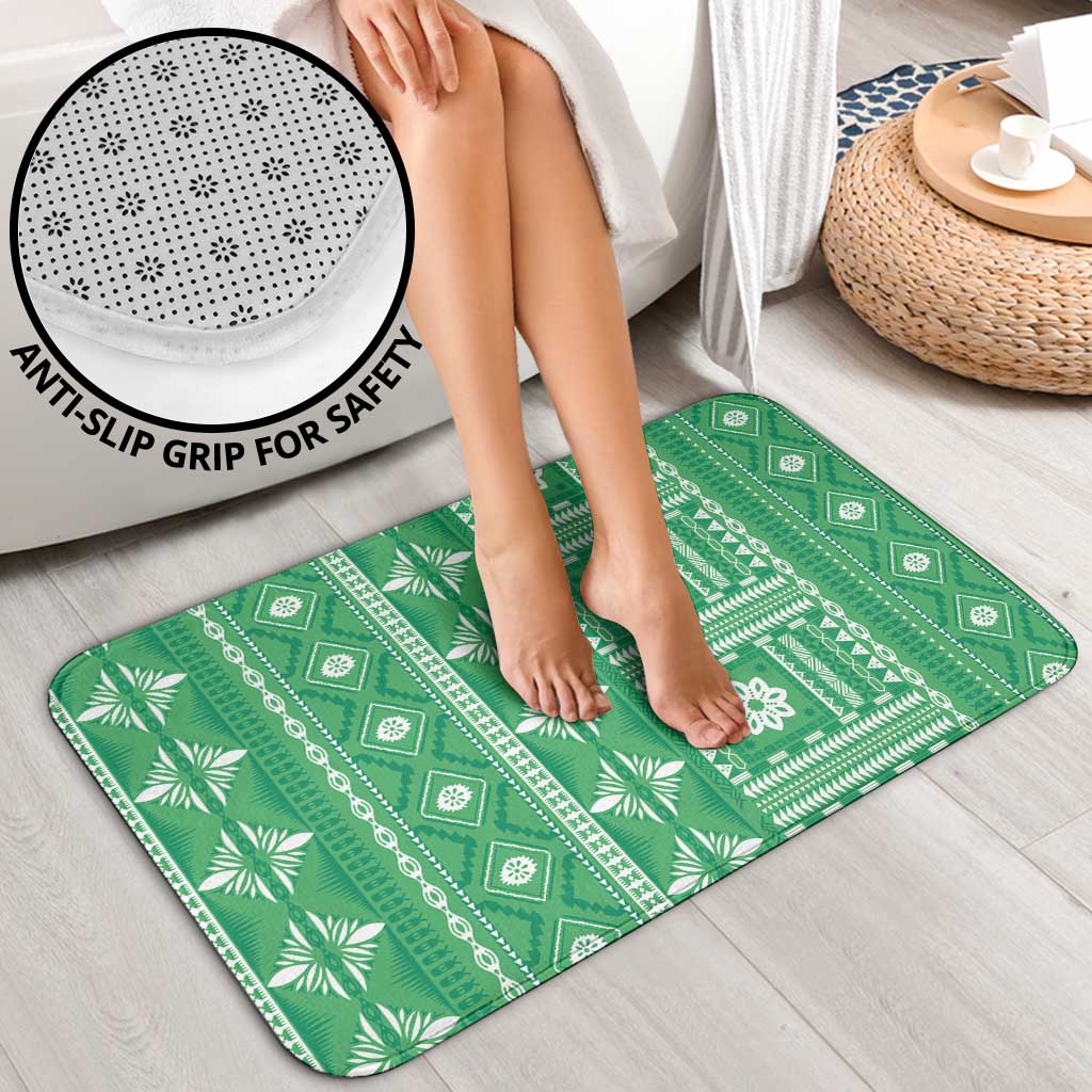 Fiji Masi All Green Bathroom Set Tapa Pattern LT01 - Polynesian Pride