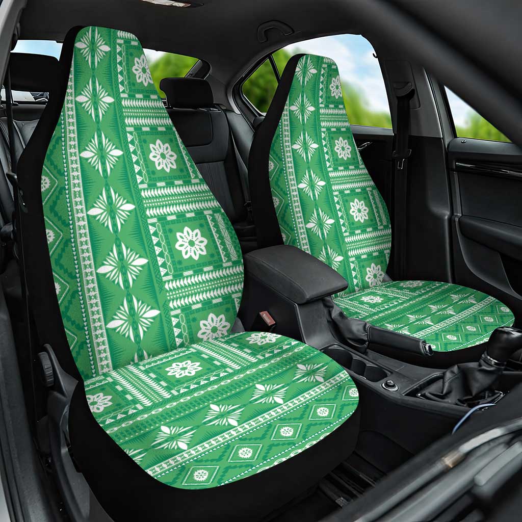 Fiji Masi All Green Car Seat Cover Tapa Pattern LT01 One Size Green - Polynesian Pride