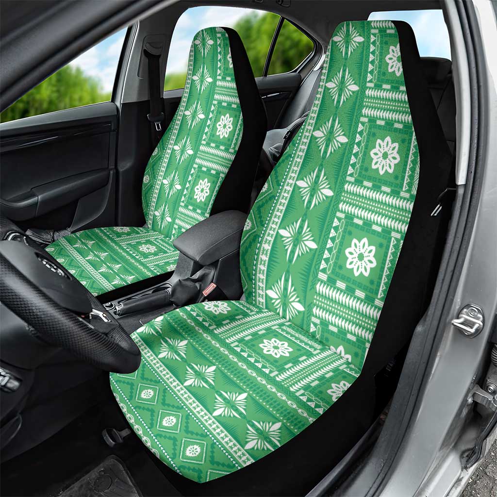 Fiji Masi All Green Car Seat Cover Tapa Pattern LT01 - Polynesian Pride