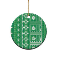 Fiji Masi All Green Ceramic Ornament Tapa Pattern LT01 - Polynesian Pride
