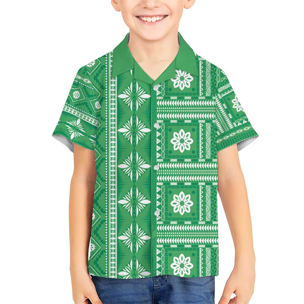 Fiji Masi All Green Hawaiian Shirt Tapa Pattern LT01 - Polynesian Pride