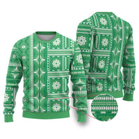 Fiji Masi All Green Ugly Christmas Sweater Tapa Pattern LT01 Green - Polynesian Pride