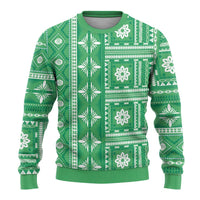 Fiji Masi All Green Ugly Christmas Sweater Tapa Pattern LT01 - Polynesian Pride