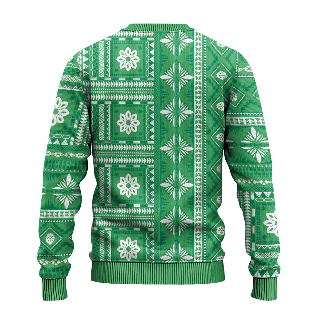 Fiji Masi All Green Ugly Christmas Sweater Tapa Pattern LT01 - Polynesian Pride