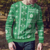 Fiji Masi All Green Ugly Christmas Sweater Tapa Pattern LT01 - Polynesian Pride