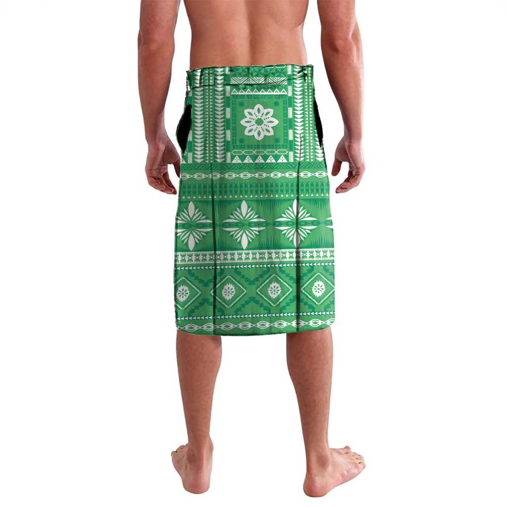 Fiji Masi All Green Lavalava Tapa Pattern LT01 - Polynesian Pride