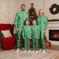 Fiji Masi All Green Christmas Pajama Set Tapa Pattern LT01 - Polynesian Pride