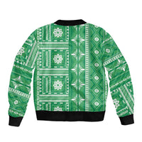 Fiji Masi All Green Sleeve Zip Bomber Jacket Tapa Pattern LT01 - Polynesian Pride