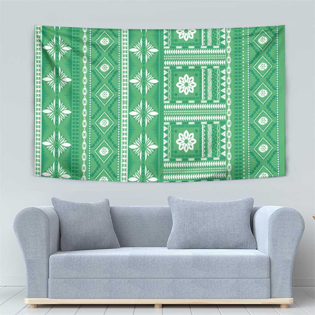 Fiji Masi All Green Tapestry Tapa Pattern LT01 - Polynesian Pride