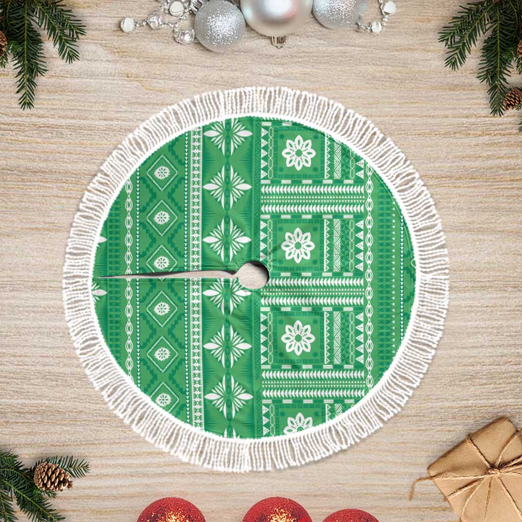 Fiji Masi All Green Tree Skirt Tapa Pattern LT01 Fringed Green - Polynesian Pride