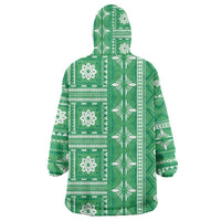 Fiji Masi All Green Wearable Blanket Hoodie Tapa Pattern LT01 - Polynesian Pride