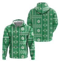 Fiji Masi All Green Zip Hoodie Tapa Pattern LT01 - Polynesian Pride