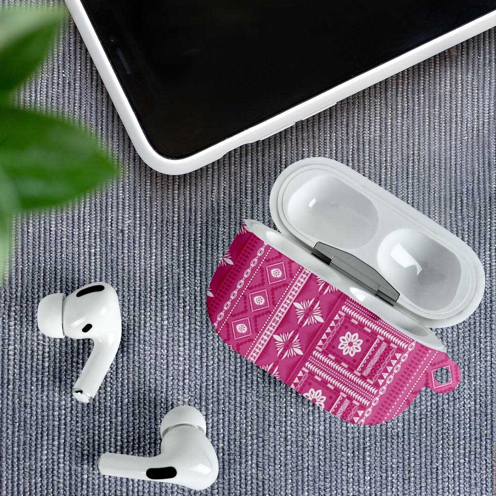 Fiji Masi All Pink AirPods Case Tapa Pattern LT01 - Polynesian Pride