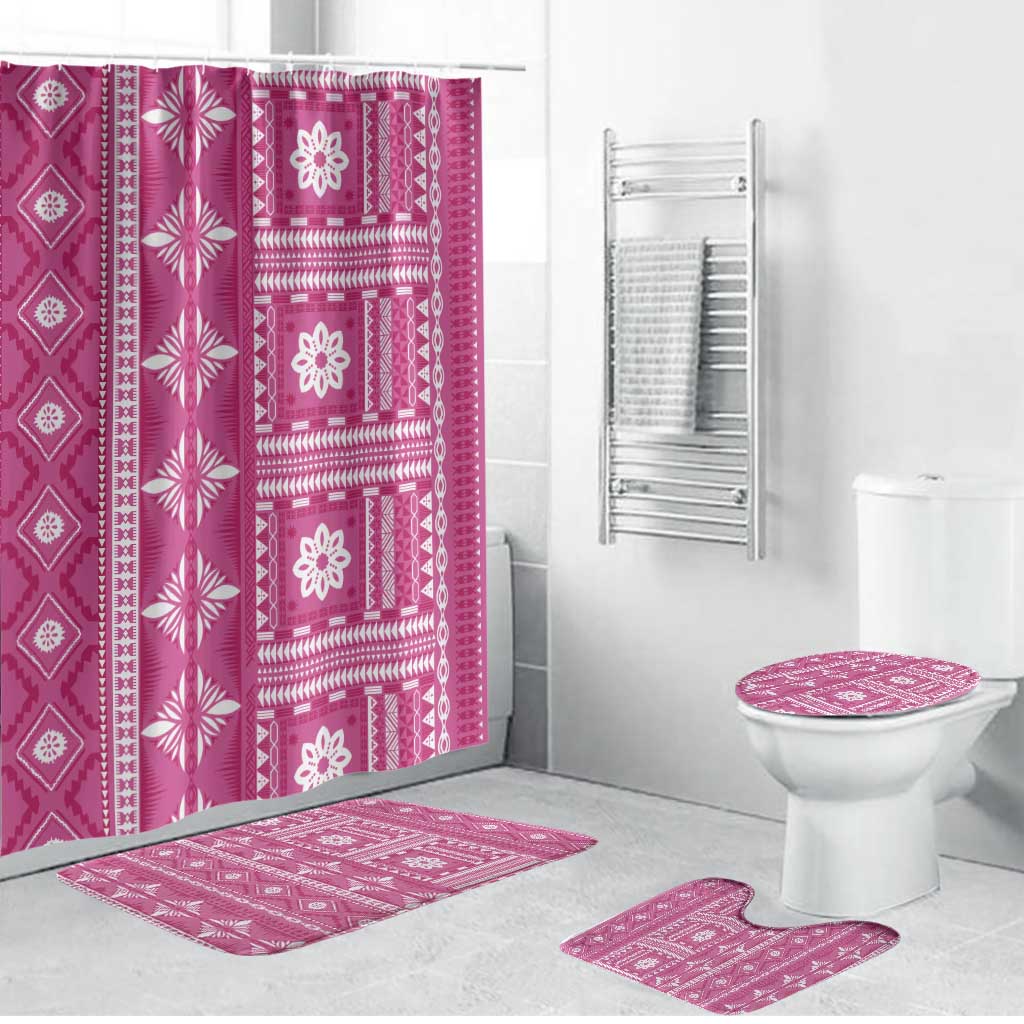 Fiji Masi All Pink Bathroom Set Tapa Pattern LT01 Bathroom Set (4 pcs) Pink - Polynesian Pride