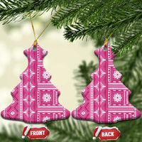 Fiji Masi All Pink Ceramic Ornament Tapa Pattern LT01 Christmas Tree Pink - Polynesian Pride