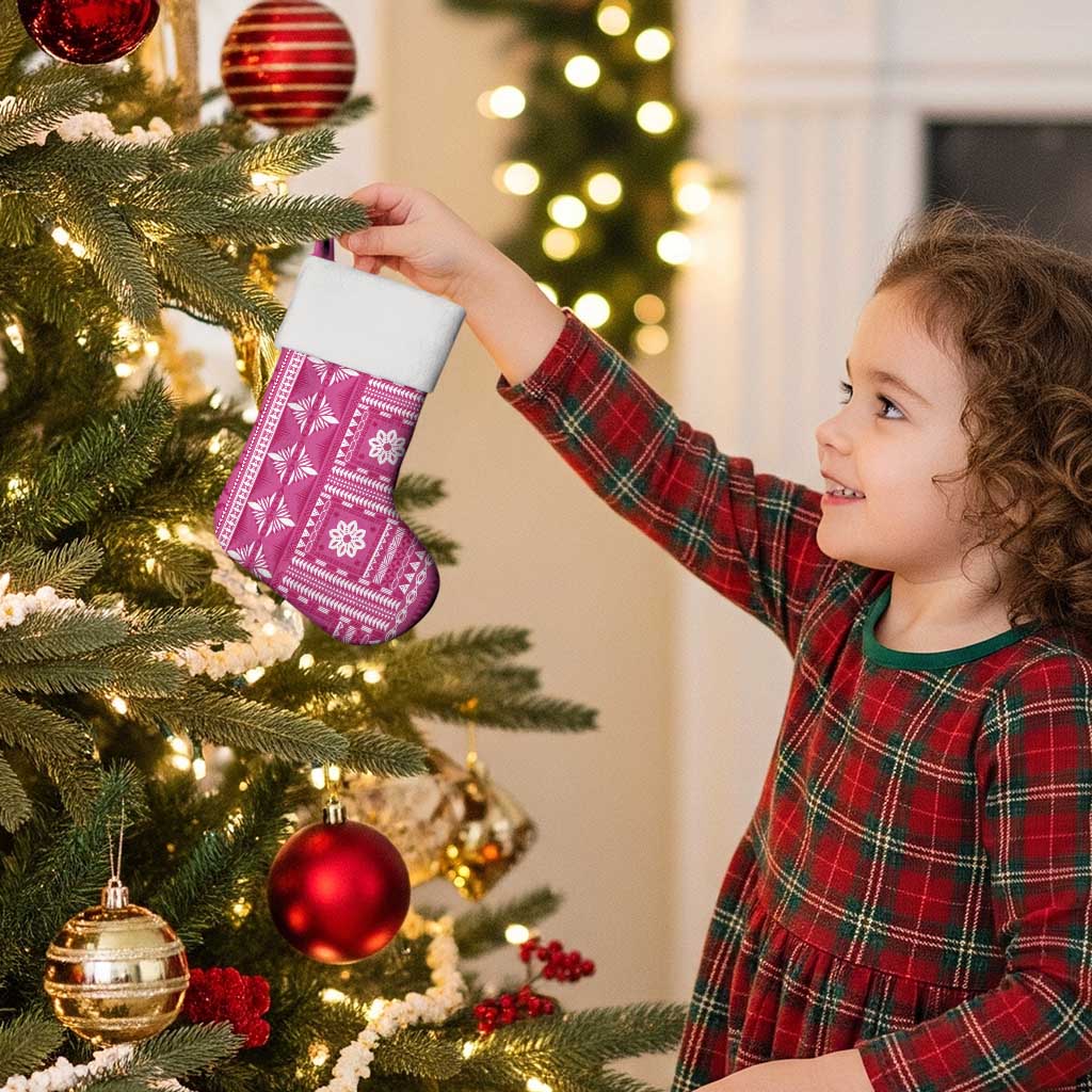 Fiji Masi All Pink Christmas Stocking Tapa Pattern LT01 - Polynesian Pride