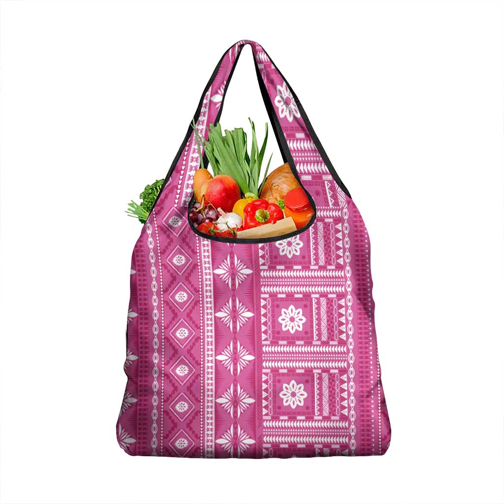 Fiji Masi All Pink Grocery Bag Tapa Pattern LT01 1-pack One Size Pink - Polynesian Pride