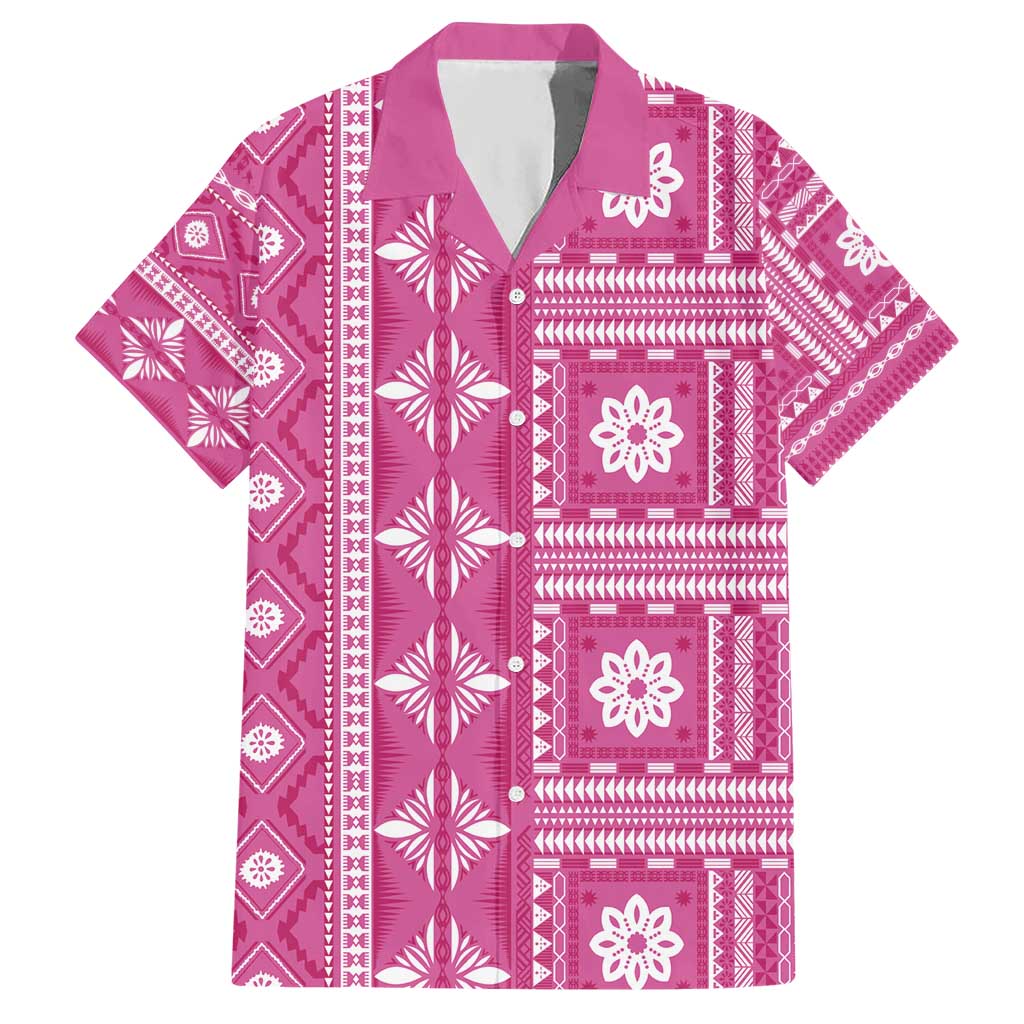 Fiji Masi All Pink Hawaiian Shirt Tapa Pattern LT01 Pink - Polynesian Pride