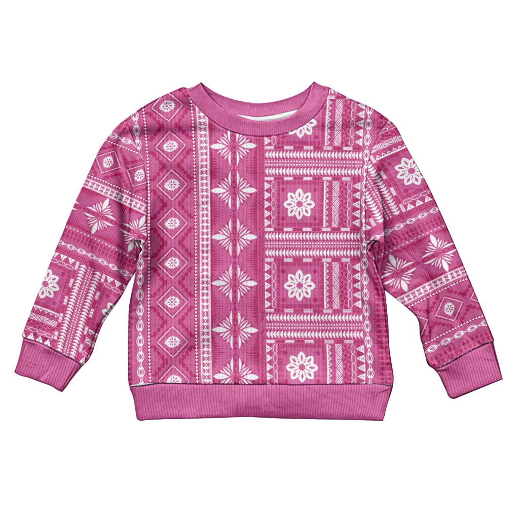Fiji Masi All Pink Kid Ugly Christmas Sweater Tapa Pattern LT01 Kid Pink - Polynesian Pride