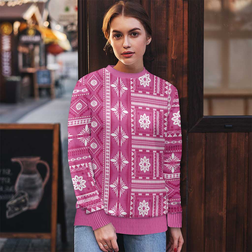 Fiji Masi All Pink Ugly Christmas Sweater Tapa Pattern LT01 - Polynesian Pride