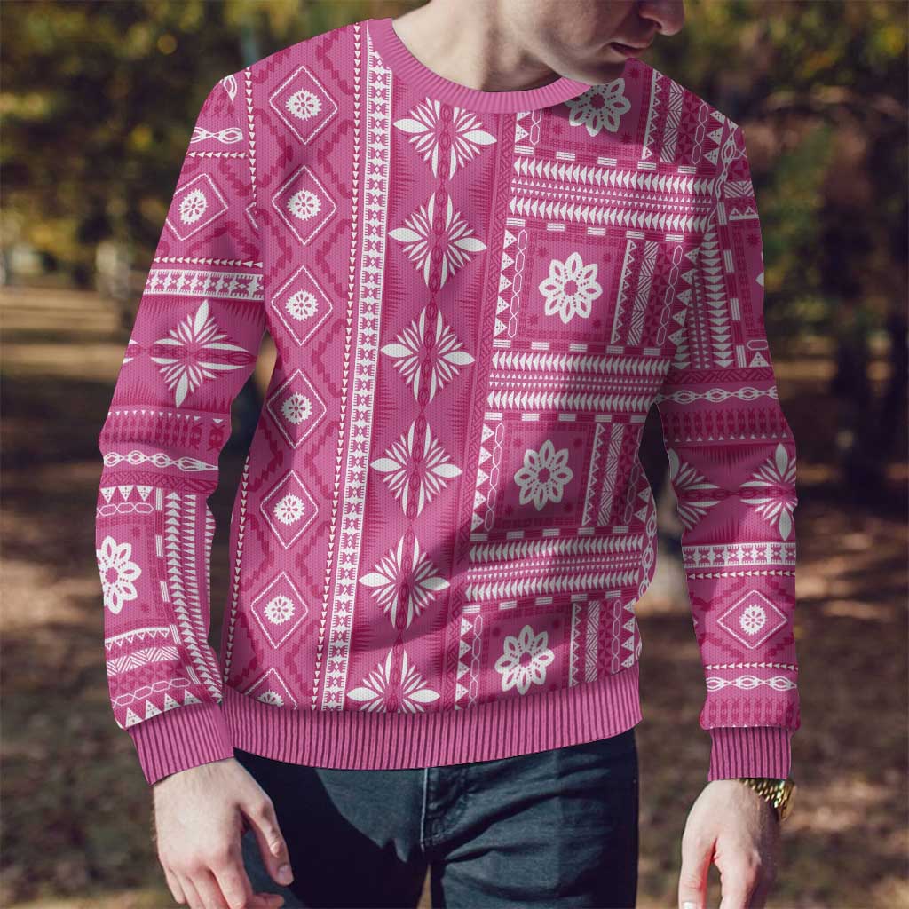 Fiji Masi All Pink Ugly Christmas Sweater Tapa Pattern LT01 - Polynesian Pride