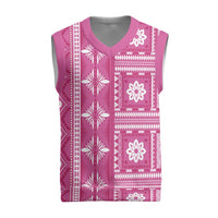 Fiji Masi All Pink Christmas Knitted V-Neck Vest Tapa Pattern LT01 Pink - Polynesian Pride