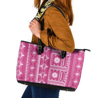 Fiji Masi All Pink Leather Tote Bag Tapa Pattern LT01 Pink - Polynesian Pride