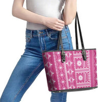 Fiji Masi All Pink Leather Tote Bag Tapa Pattern LT01 - Polynesian Pride