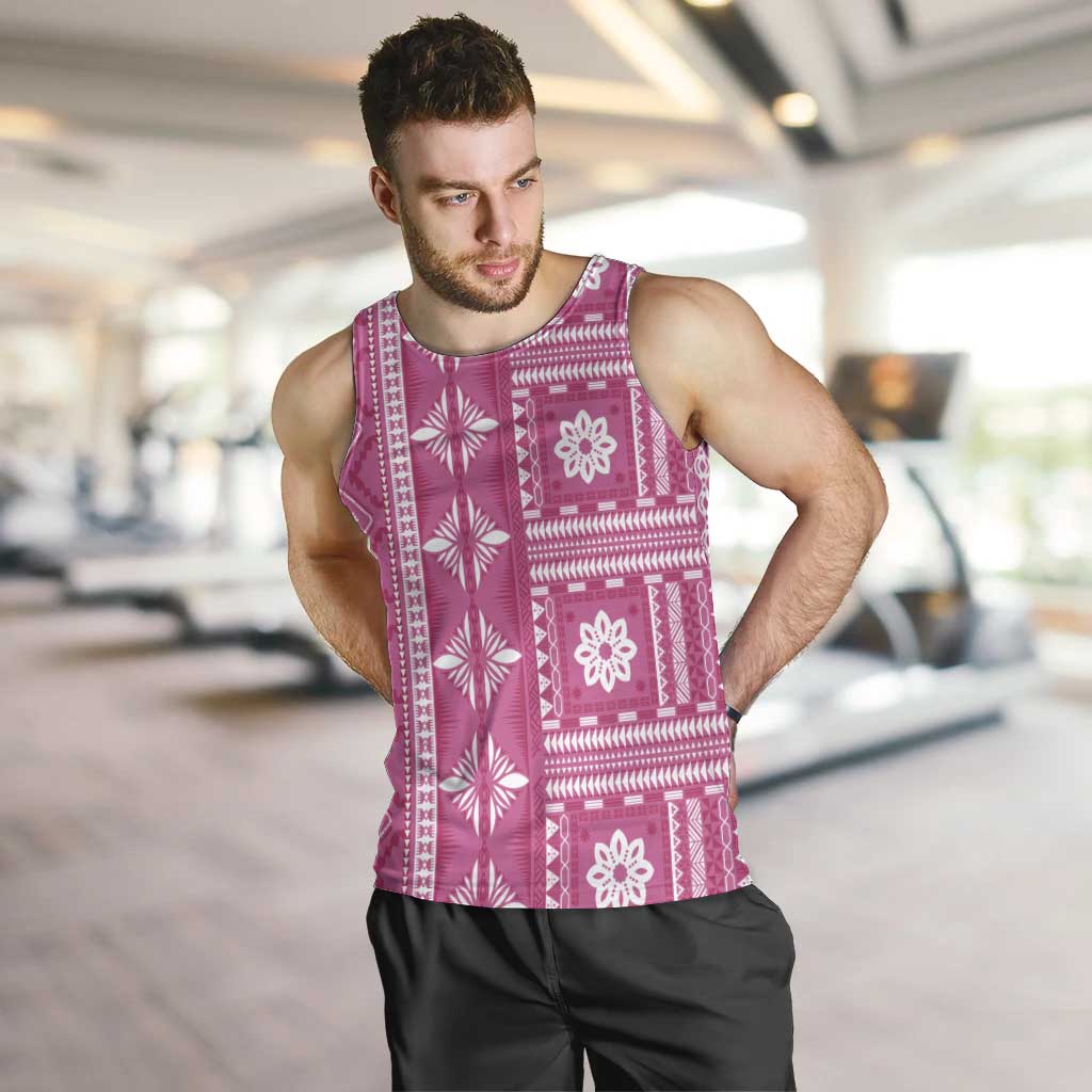 Fiji Masi All Pink Men Tank Top Tapa Pattern LT01 Pink - Polynesian Pride