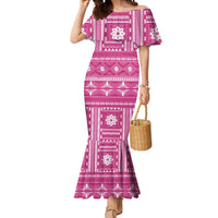 Fiji Masi All Pink Mermaid Dress Tapa Pattern LT01 Women Pink - Polynesian Pride