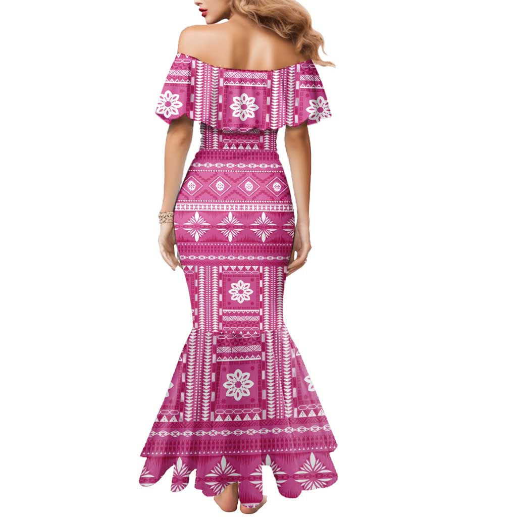 Fiji Masi All Pink Mermaid Dress Tapa Pattern LT01 - Polynesian Pride