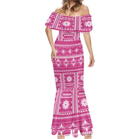 Fiji Masi All Pink Mermaid Dress Tapa Pattern LT01 - Polynesian Pride