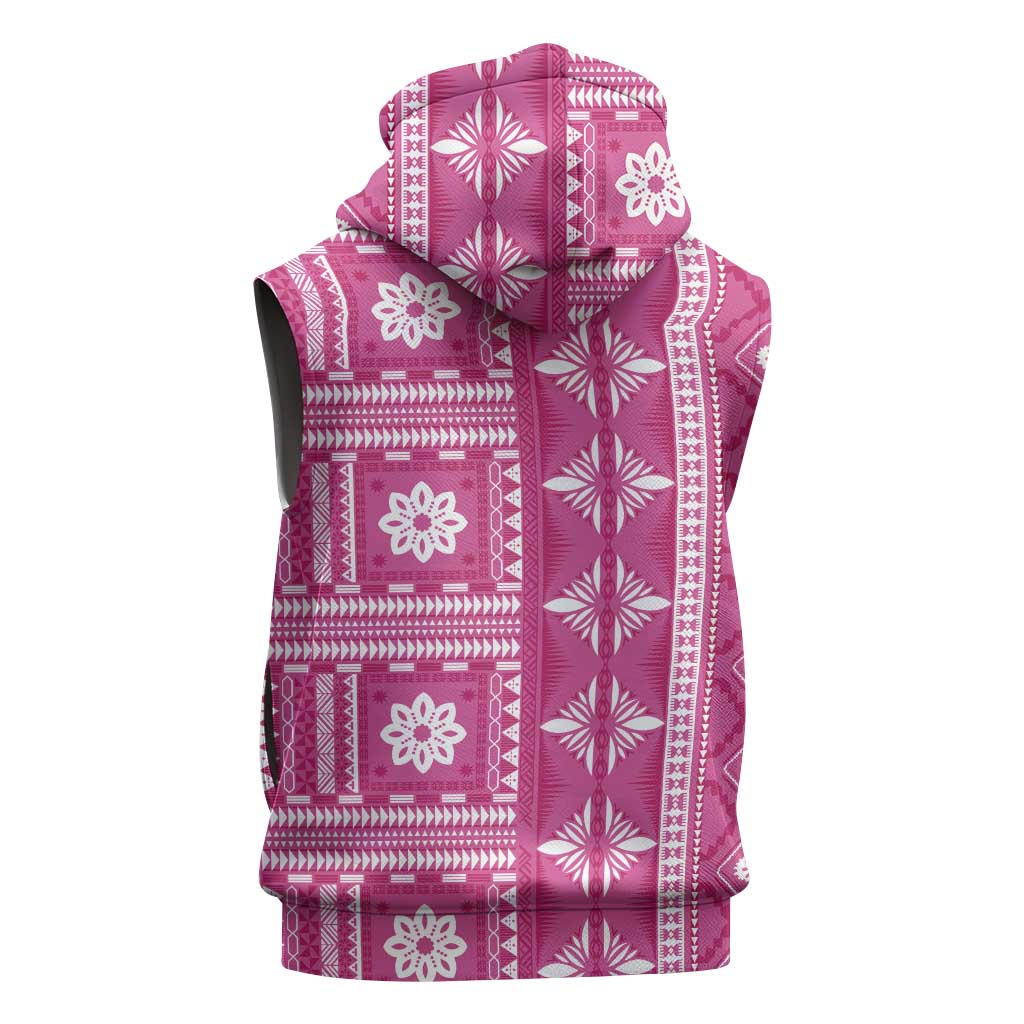 Fiji Masi All Pink Sleeveless Hoodie Tapa Pattern LT01 - Polynesian Pride
