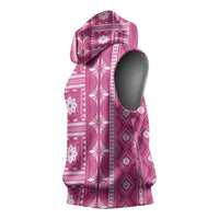 Fiji Masi All Pink Sleeveless Hoodie Tapa Pattern LT01 - Polynesian Pride