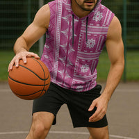 Fiji Masi All Pink Sleeveless Hoodie Tapa Pattern LT01 - Polynesian Pride