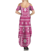 Fiji Masi All Pink Summer Maxi Dress Tapa Pattern LT01 - Polynesian Pride