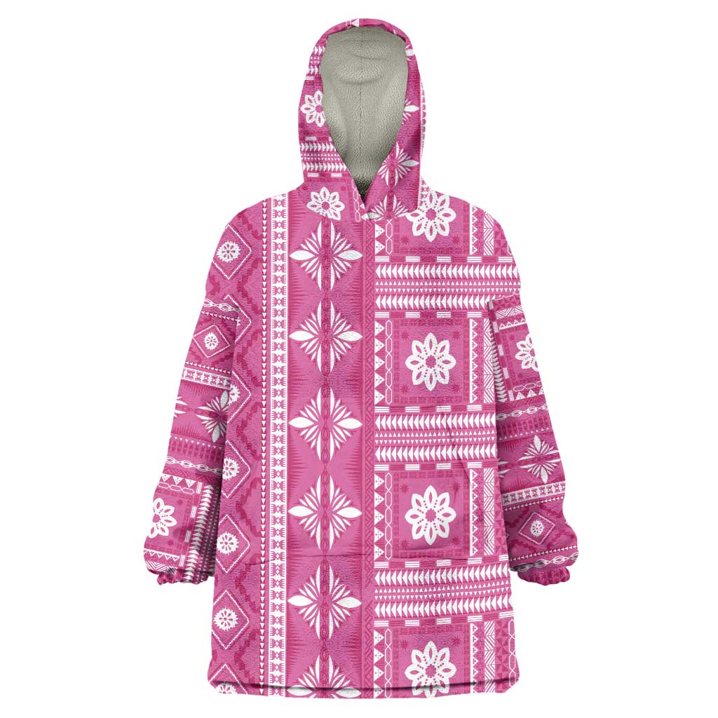 Fiji Masi All Pink Wearable Blanket Hoodie Tapa Pattern LT01 One Size Pink - Polynesian Pride
