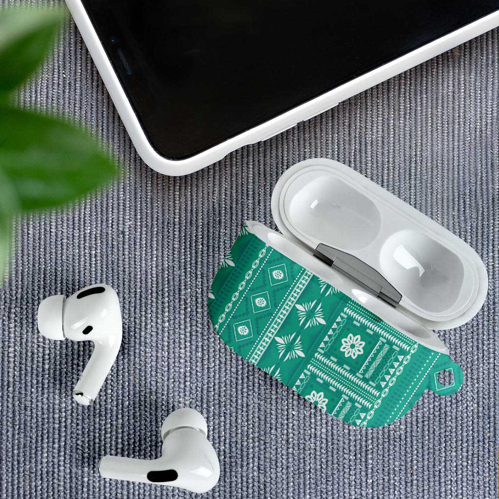 Fiji Masi All Teal AirPods Case Tapa Pattern LT01 - Polynesian Pride