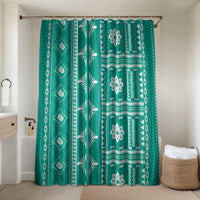 Fiji Masi All Teal Bathroom Set Tapa Pattern LT01 Shower Curtain Only Teal - Polynesian Pride