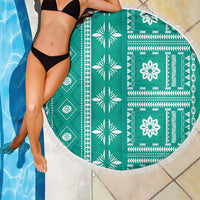 Fiji Masi All Teal Beach Blanket Tapa Pattern LT01 - Polynesian Pride