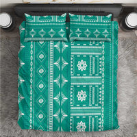 Fiji Masi All Teal Bedding Set Tapa Pattern LT01 Teal - Polynesian Pride