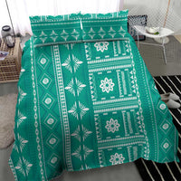 Fiji Masi All Teal Bedding Set Tapa Pattern LT01 - Polynesian Pride