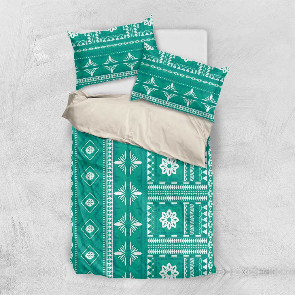 Fiji Masi All Teal Bedding Set Tapa Pattern LT01 US Twin 172cm x 218cm Teal - Polynesian Pride