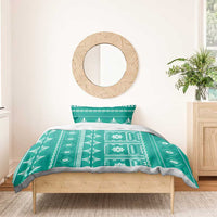 Fiji Masi All Teal Bedding Set Tapa Pattern LT01 - Polynesian Pride