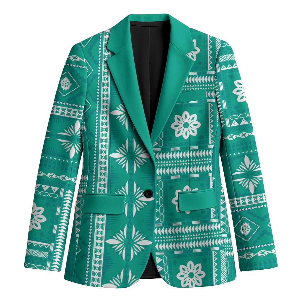 Fiji Masi All Teal Blazer Tapa Pattern LT01 Unisex Teal - Polynesian Pride