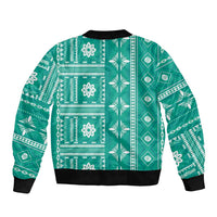 Fiji Masi All Teal Bomber Jacket Tapa Pattern LT01 - Polynesian Pride