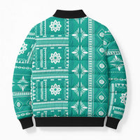Fiji Masi All Teal Bomber Puffer Jacket Tapa Pattern LT01 - Polynesian Pride