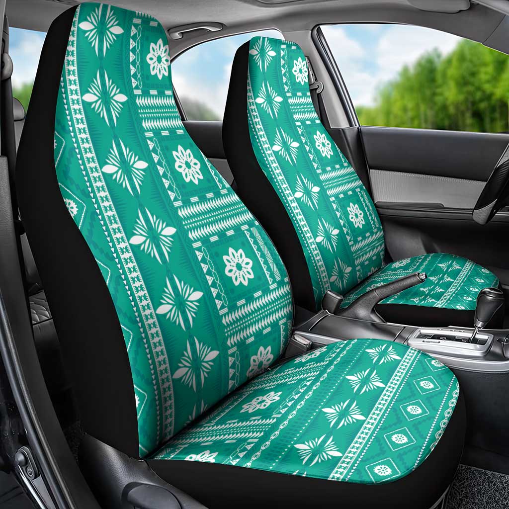 Fiji Masi All Teal Car Seat Cover Tapa Pattern LT01 - Polynesian Pride